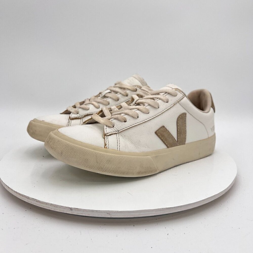 Veja Campo Chromefree Women Size 8 White Natural Leather Low Top Training Shoes